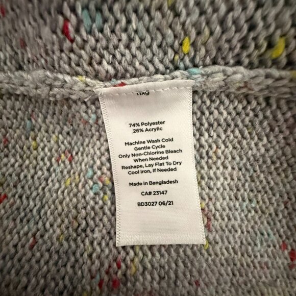 Talbots Cable Knit Gray Sweater Dress With Multi-Colored Speckles All Over Sz M - Picture 14 of 15